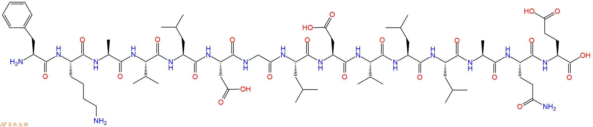 专肽生物产品H2N-Phe-Lys-Ala-Val-Leu-Asp-Gly-Leu-Asp-Val-Leu-Leu-Ala-Gln-Glu-OH