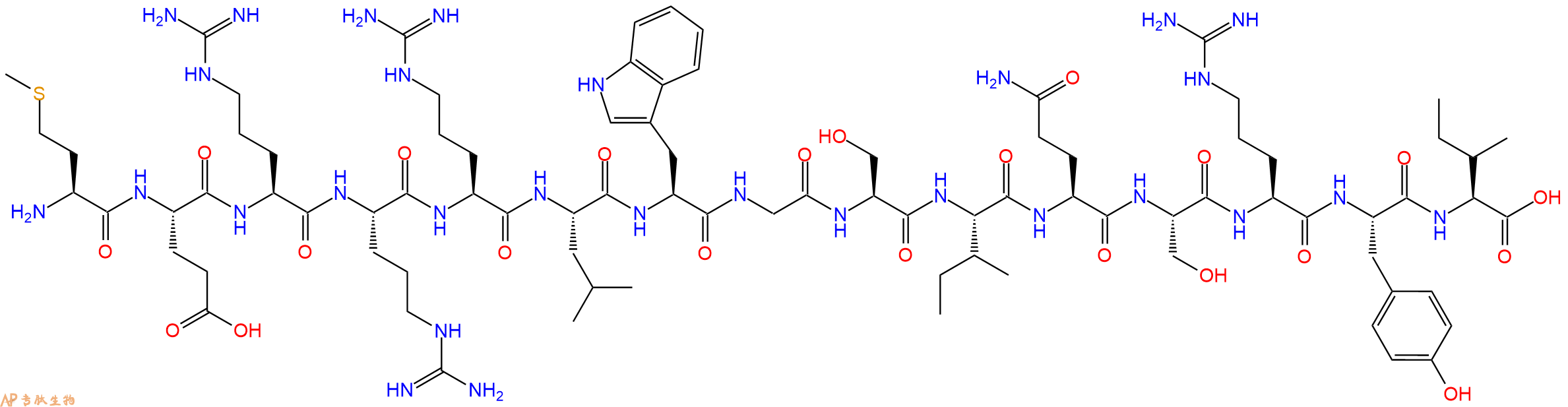 专肽生物产品H2N-Met-Glu-Arg-Arg-Arg-Leu-Trp-Gly-Ser-Ile-Gln-Ser-Arg-Tyr-Ile-OH