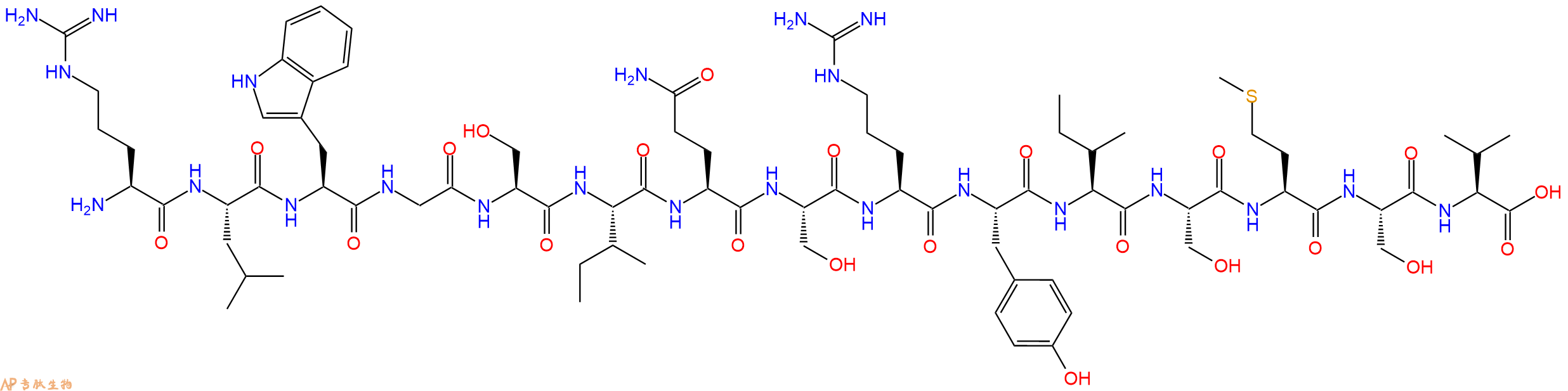 专肽生物产品H2N-Arg-Leu-Trp-Gly-Ser-Ile-Gln-Ser-Arg-Tyr-Ile-Ser-Met-Ser-Val-OH