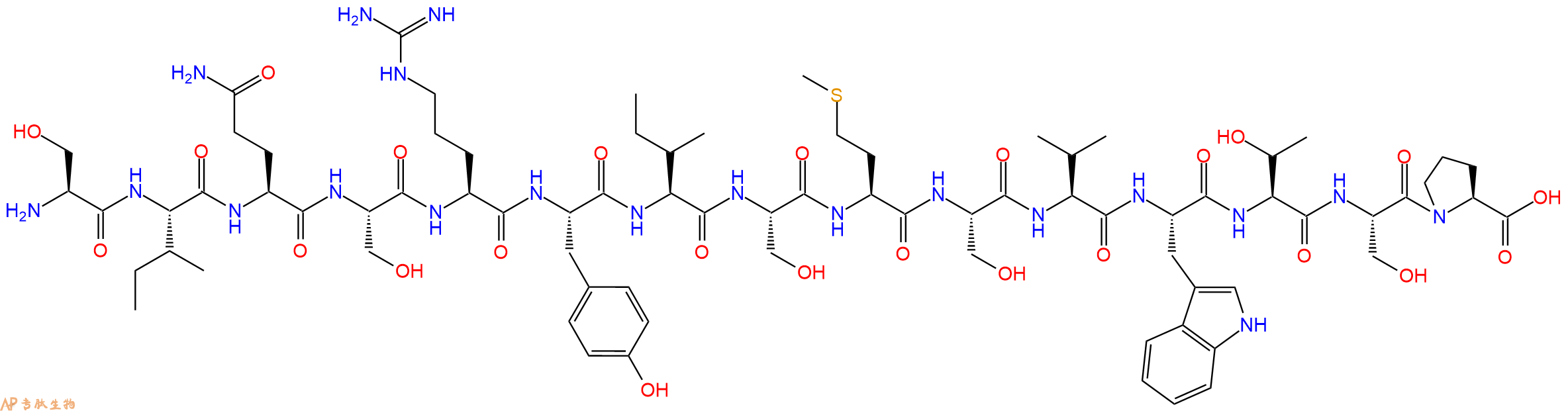 专肽生物产品H2N-Ser-Ile-Gln-Ser-Arg-Tyr-Ile-Ser-Met-Ser-Val-Trp-Thr-Ser-Pro-OH