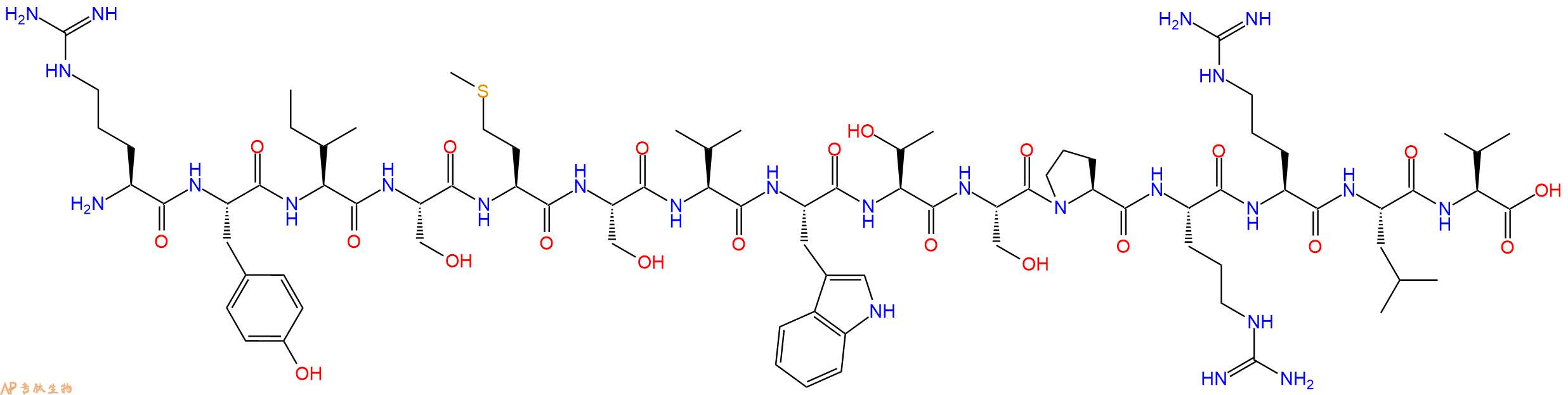 专肽生物产品H2N-Arg-Tyr-Ile-Ser-Met-Ser-Val-Trp-Thr-Ser-Pro-Arg-Arg-Leu-Val-OH