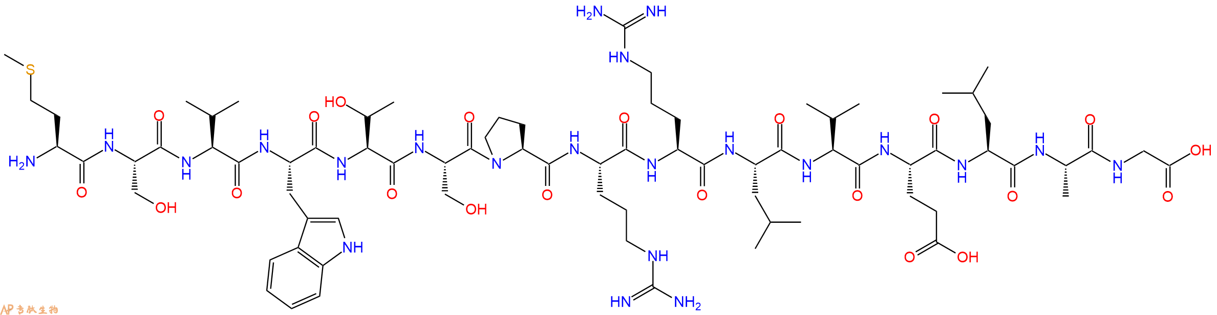 专肽生物产品H2N-Met-Ser-Val-Trp-Thr-Ser-Pro-Arg-Arg-Leu-Val-Glu-Leu-Ala-Gly-OH