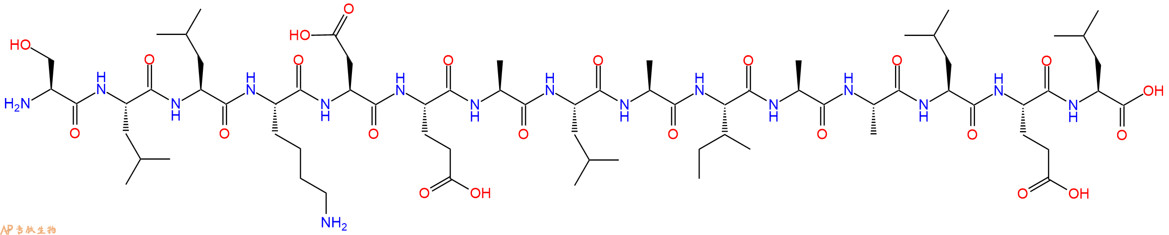 专肽生物产品H2N-Ser-Leu-Leu-Lys-Asp-Glu-Ala-Leu-Ala-Ile-Ala-Ala-Leu-Glu-Leu-OH