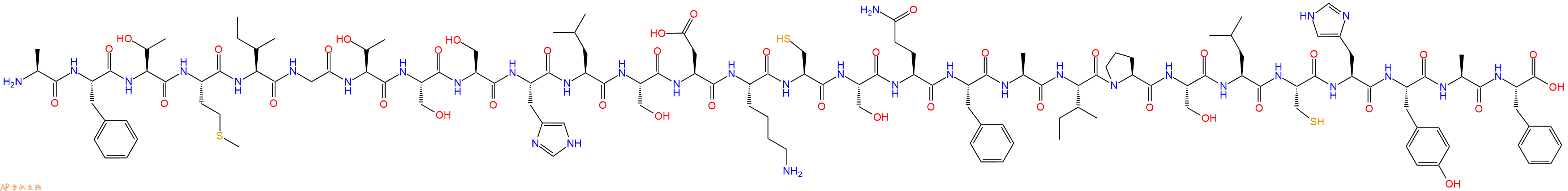 专肽生物产品H2N-Ala-Phe-Thr-Met-Ile-Gly-Thr-Ser-Ser-His-Leu-Ser-Asp-Lys-Cys-Ser-Gln-Phe-Ala-Ile-Pro-Ser-Leu-Cys-His-Tyr-Ala-Phe-OH