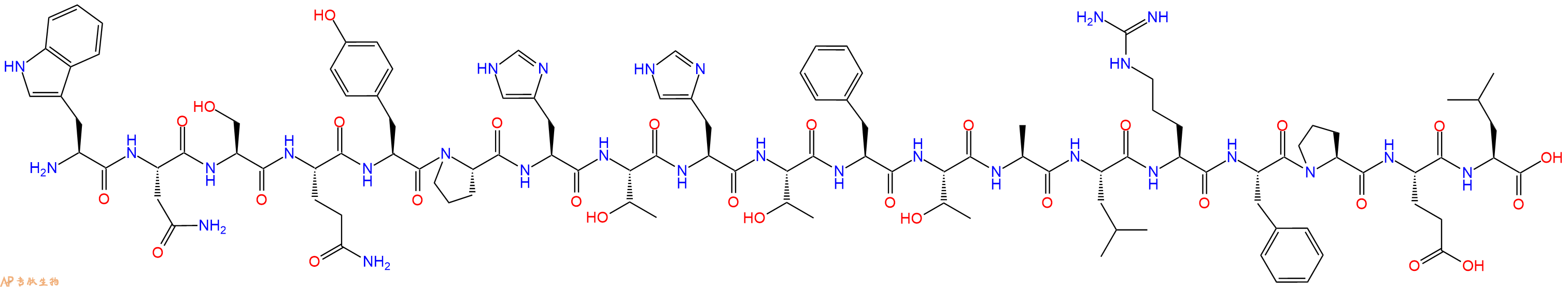 专肽生物产品H2N-Trp-Asn-Ser-Gln-Tyr-Pro-His-Thr-His-Thr-Phe-Thr-Ala-Leu-Arg-Phe-Pro-Glu-Leu-OH
