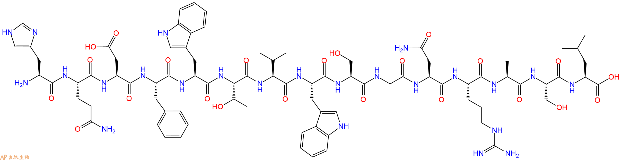 专肽生物产品H2N-His-Gln-Asp-Phe-Trp-Thr-Val-Trp-Ser-Gly-Asn-Arg-Ala-Ser-Leu-OH