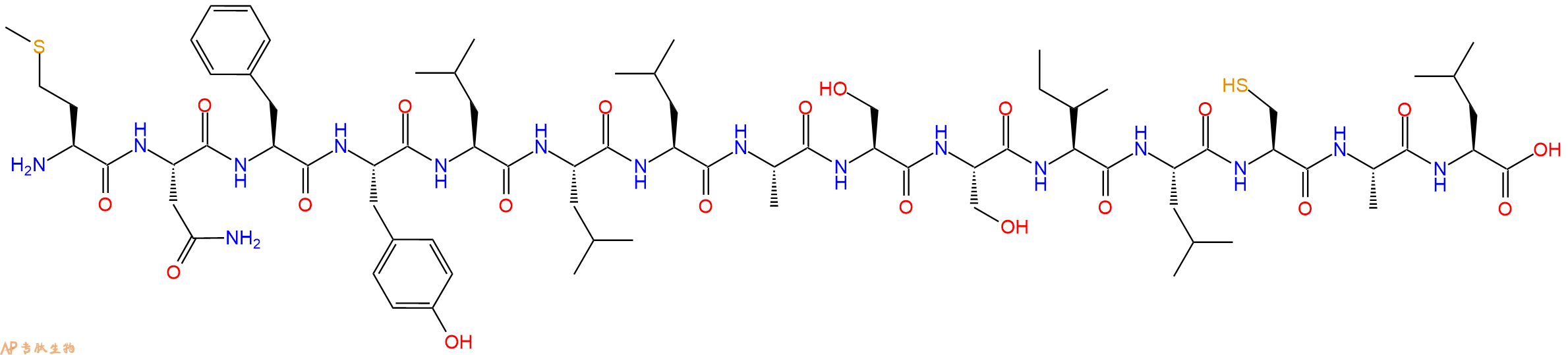 专肽生物产品H2N-Met-Asn-Phe-Tyr-Leu-Leu-Leu-Ala-Ser-Ser-Ile-Leu-Cys-Ala-Leu-OH