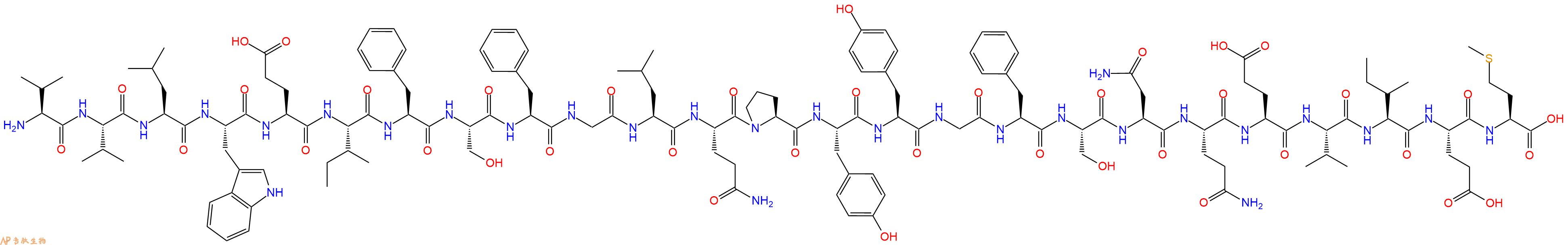 专肽生物产品H2N-Val-Val-Leu-Trp-Glu-Ile-Phe-Ser-Phe-Gly-Leu-Gln-Pro-Tyr-Tyr-Gly-Phe-Ser-Asn-Gln-Glu-Val-Ile-Glu-Met-OH
