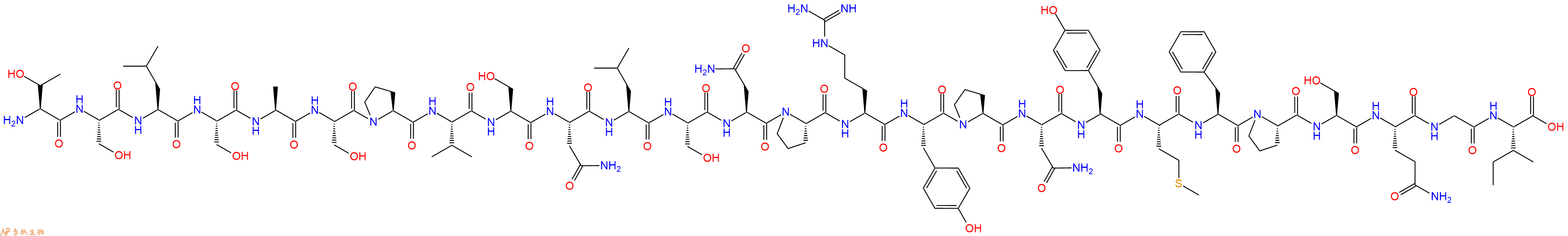 专肽生物产品H2N-Thr-Ser-Leu-Ser-Ala-Ser-Pro-Val-Ser-Asn-Leu-Ser-Asn-Pro-Arg-Tyr-Pro-Asn-Tyr-Met-Phe-Pro-Ser-Gln-Gly-Ile-OH
