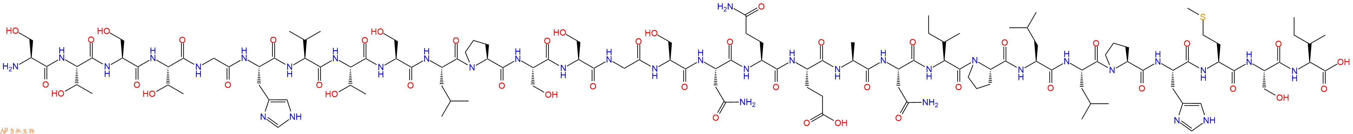 专肽生物产品H2N-Ser-Thr-Ser-Thr-Gly-His-Val-Thr-Ser-Leu-Pro-Ser-Ser-Gly-Ser-Asn-Gln-Glu-Ala-Asn-Ile-Pro-Leu-Leu-Pro-His-Met-Ser-Ile-OH