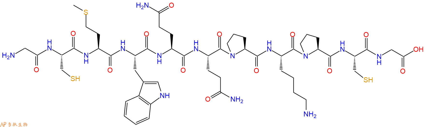 专肽生物产品H2N-Gly-Cys-Met-Trp-Gln-Gln-Pro-Lys-Pro-Cys-Gly-OH
