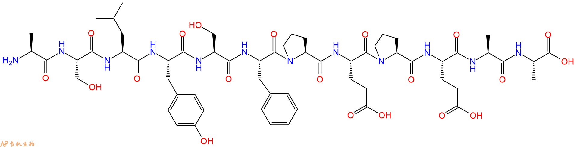 专肽生物产品H2N-Ala-Ser-Leu-Tyr-Ser-Phe-Pro-Glu-Pro-Glu-Ala-Ala-OH