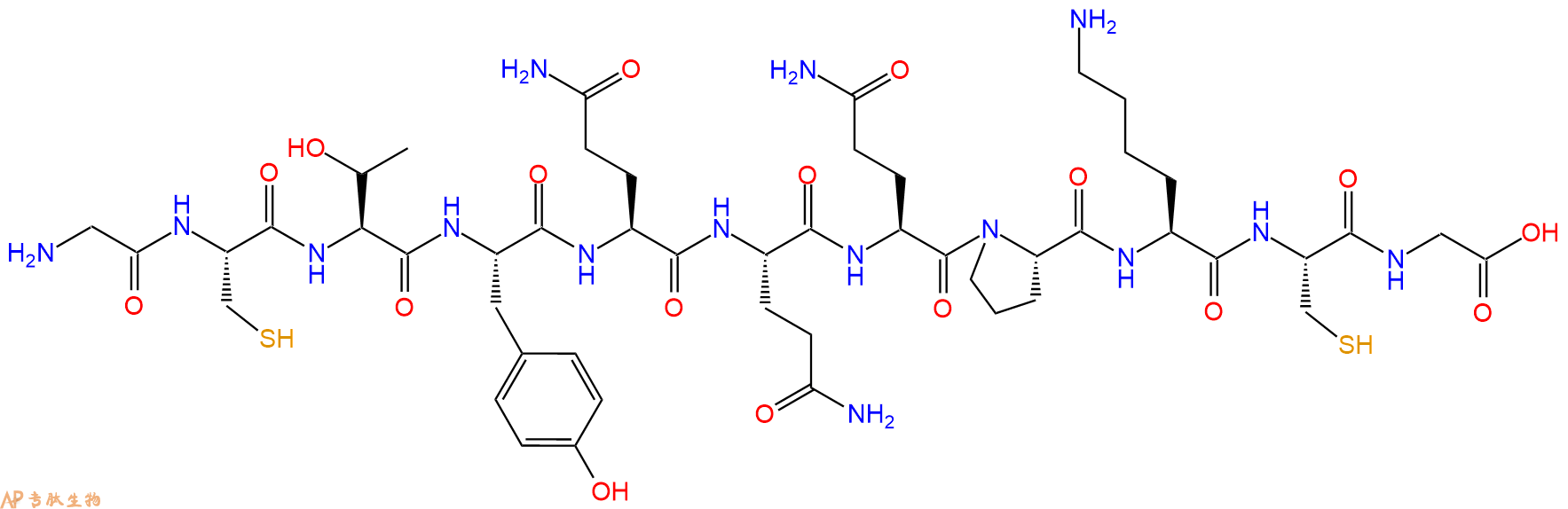 专肽生物产品H2N-Gly-Cys-Thr-Tyr-Gln-Gln-Gln-Pro-Lys-Cys-Gly-OH