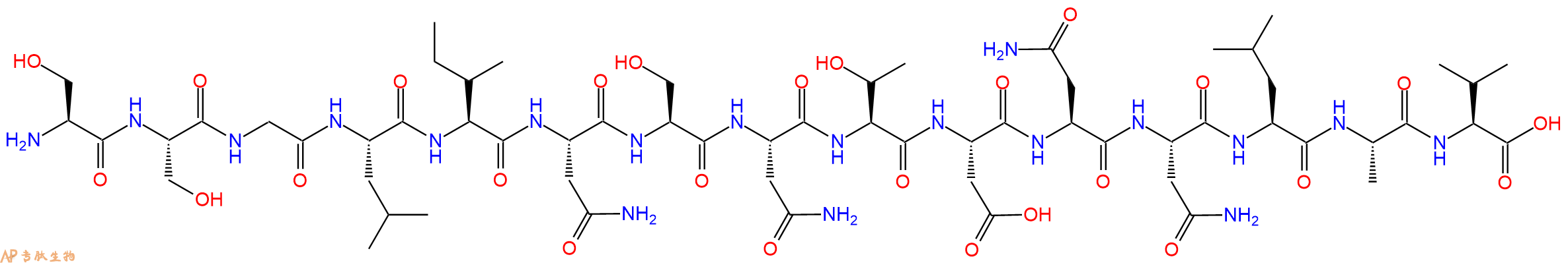 专肽生物产品H2N-Ser-Ser-Gly-Leu-Ile-Asn-Ser-Asn-Thr-Asp-Asn-Asn-Leu-Ala-Val-OH