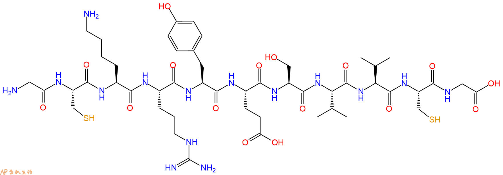 专肽生物产品H2N-Gly-Cys-Lys-Arg-Tyr-Glu-Ser-Val-Val-Cys-Gly-OH