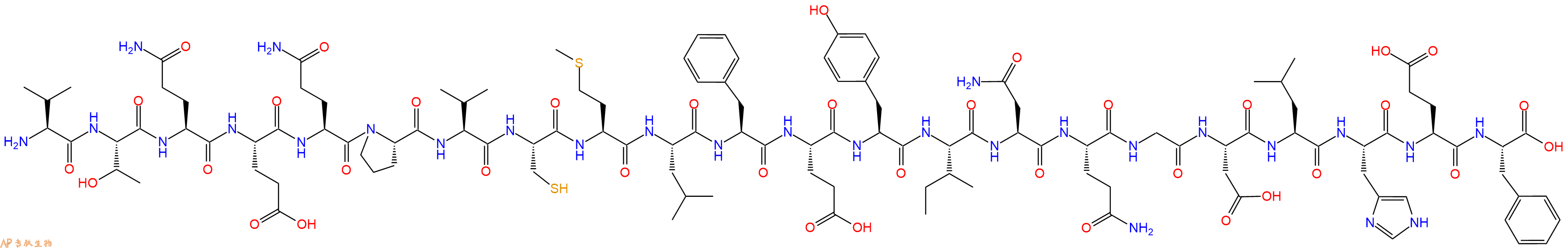 专肽生物产品H2N-Val-Thr-Gln-Glu-Gln-Pro-Val-Cys-Met-Leu-Phe-Glu-Tyr-Ile-Asn-Gln-Gly-Asp-Leu-His-Glu-Phe-OH