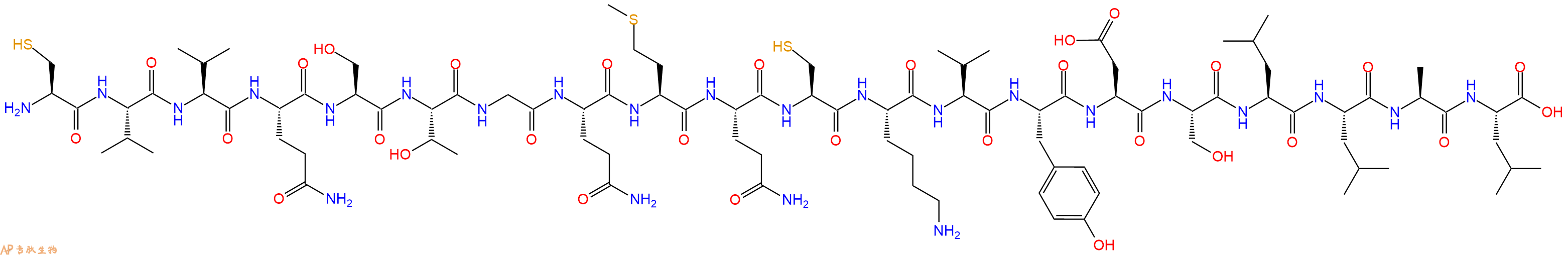 专肽生物产品H2N-Cys-Val-Val-Gln-Ser-Thr-Gly-Gln-Met-Gln-Cys-Lys-Val-Tyr-Asp-Ser-Leu-Leu-Ala-Leu-OH