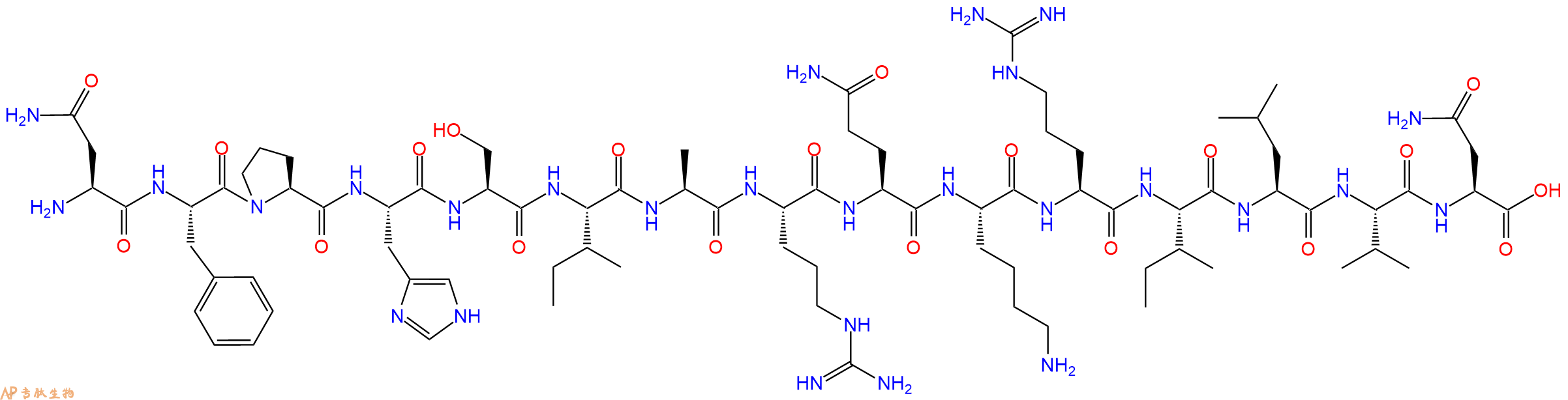 专肽生物产品H2N-Asn-Phe-Pro-His-Ser-Ile-Ala-Arg-Gln-Lys-Arg-Ile-Leu-Val-Asn-OH