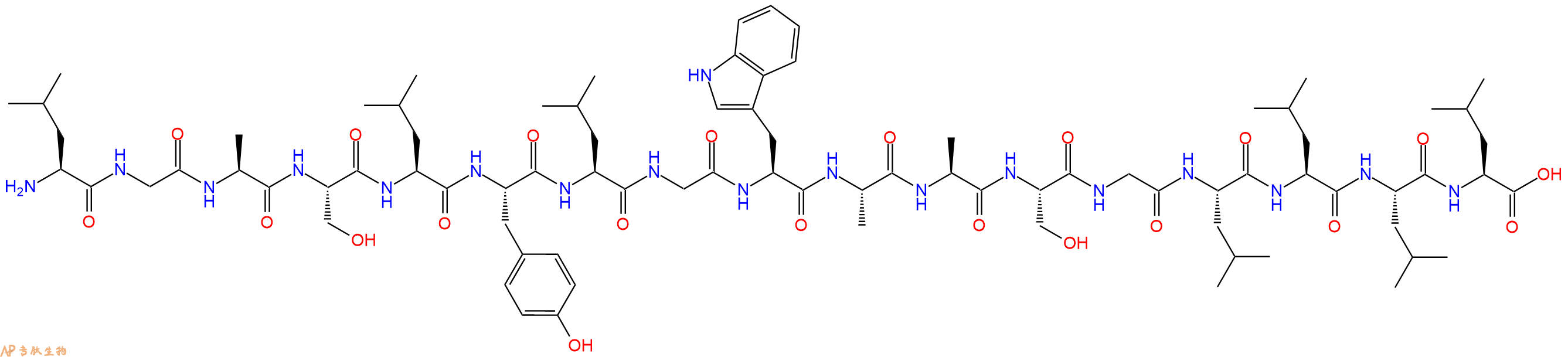 专肽生物产品H2N-Leu-Gly-Ala-Ser-Leu-Tyr-Leu-Gly-Trp-Ala-Ala-Ser-Gly-Leu-Leu-Leu-Leu-OH