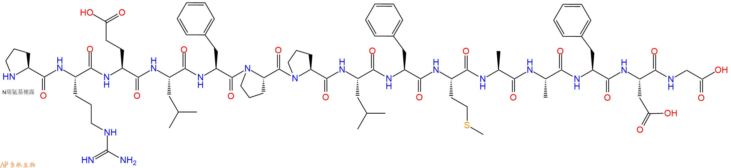 专肽生物产品H2N-Pro-Arg-Glu-Leu-Phe-Pro-Pro-Leu-Phe-Met-Ala-Ala-Phe-Asp-Gly-OH