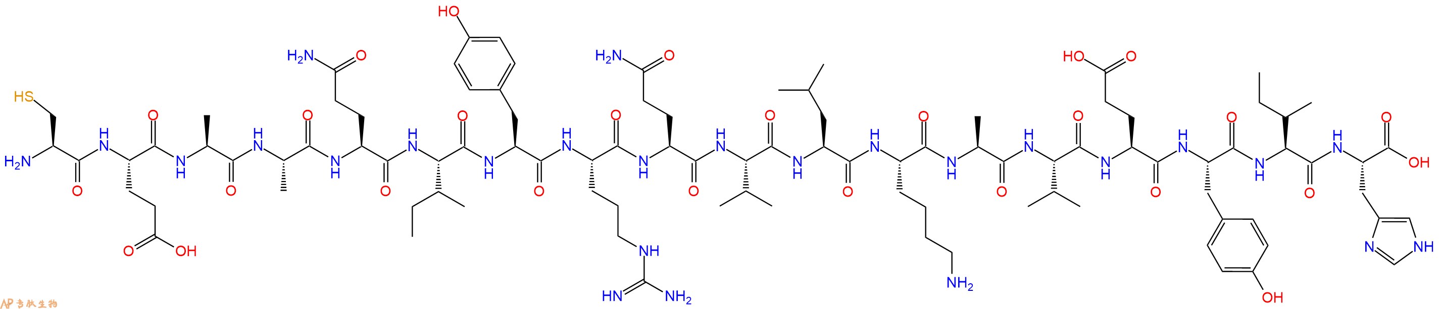 专肽生物产品H2N-Cys-Glu-Ala-Ala-Gln-Ile-Tyr-Arg-Gln-Val-Leu-Lys-Ala-Val-Glu-Tyr-Ile-His-OH