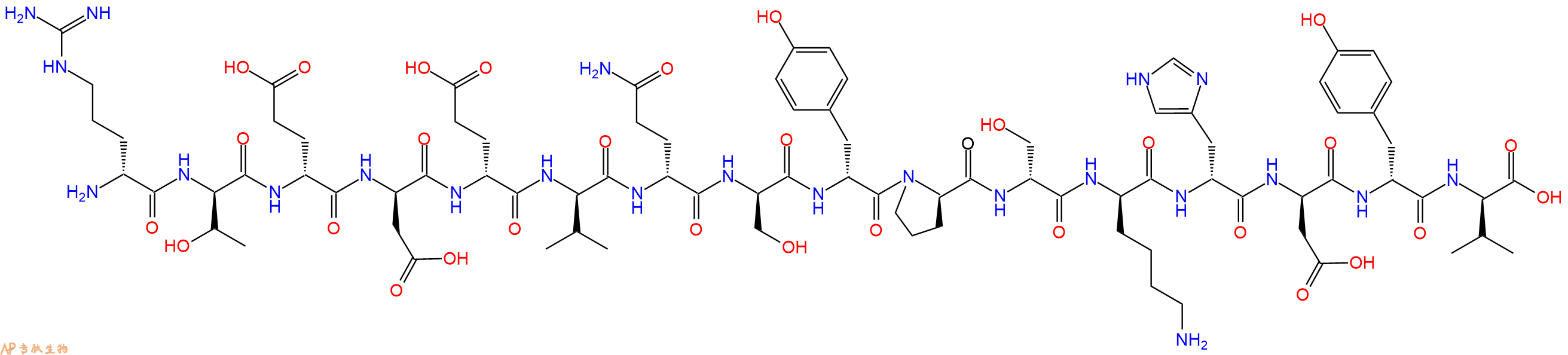 专肽生物产品H2N-DArg-DThr-DGlu-DAsp-DGlu-DVal-DGln-DSer-DTyr-DPro-DSer-DLys-DHis-DAsp-DTyr-DVal-OH