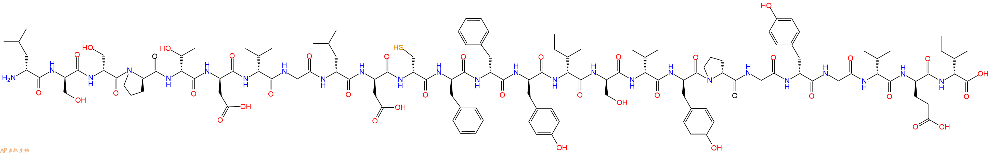 专肽生物产品H2N-DLeu-DSer-DSer-DPro-DThr-DAsp-DVal-Gly-DLeu-DAsp-DCys-DPhe-DPhe-DTyr-DIle-DSer-DVal-DTyr-DPro-Gly-DTyr-Gly-DVal-DGlu-DIle-OH