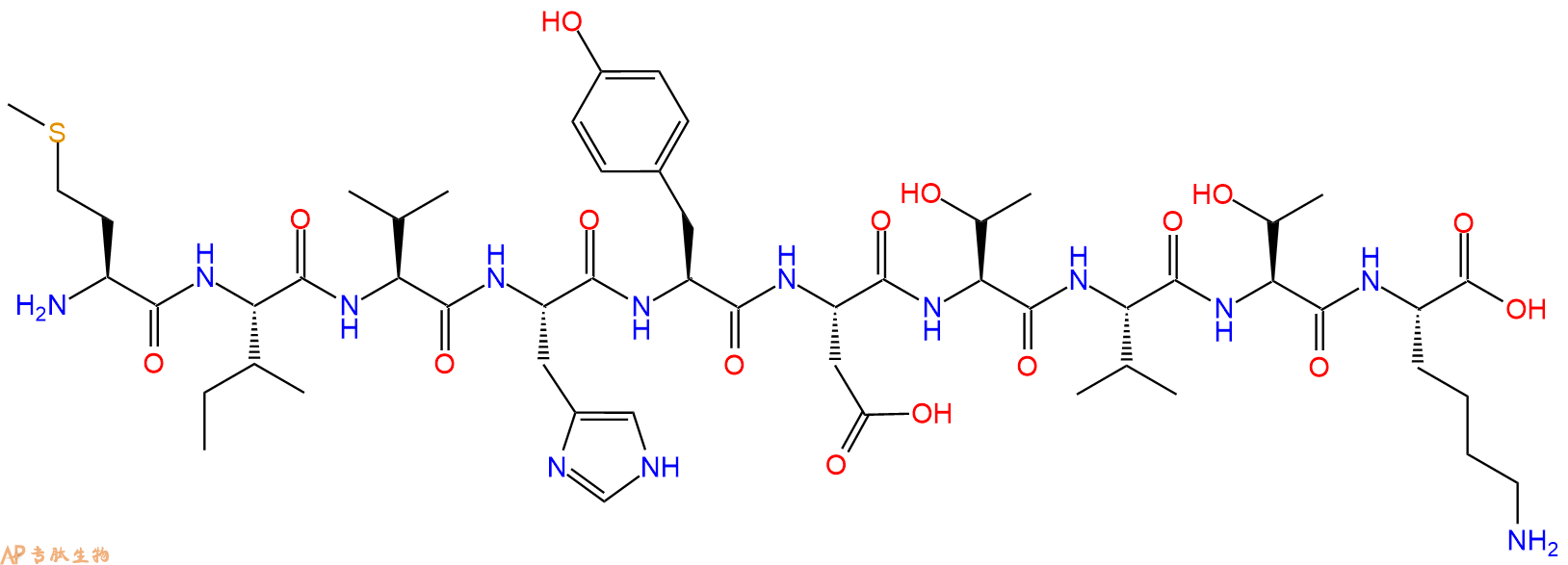 专肽生物产品H2N-Met-Ile-Val-His-Tyr-Asp-Thr-Val-Thr-Lys-OH
