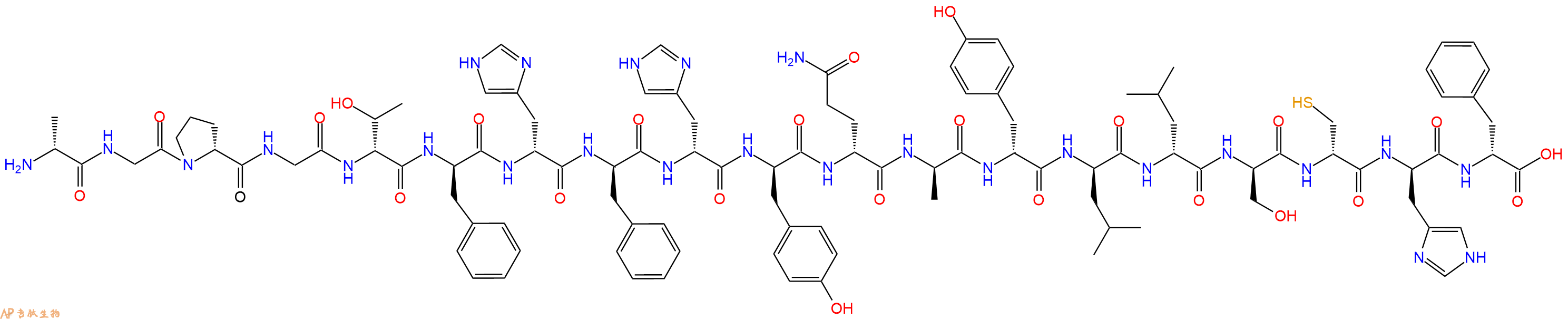 专肽生物产品H2N-DAla-Gly-DPro-Gly-DThr-DPhe-DHis-DPhe-DHis-DTyr-DGln-DAla-DTyr-DLeu-DLeu-DSer-DCys-DHis-DPhe-OH