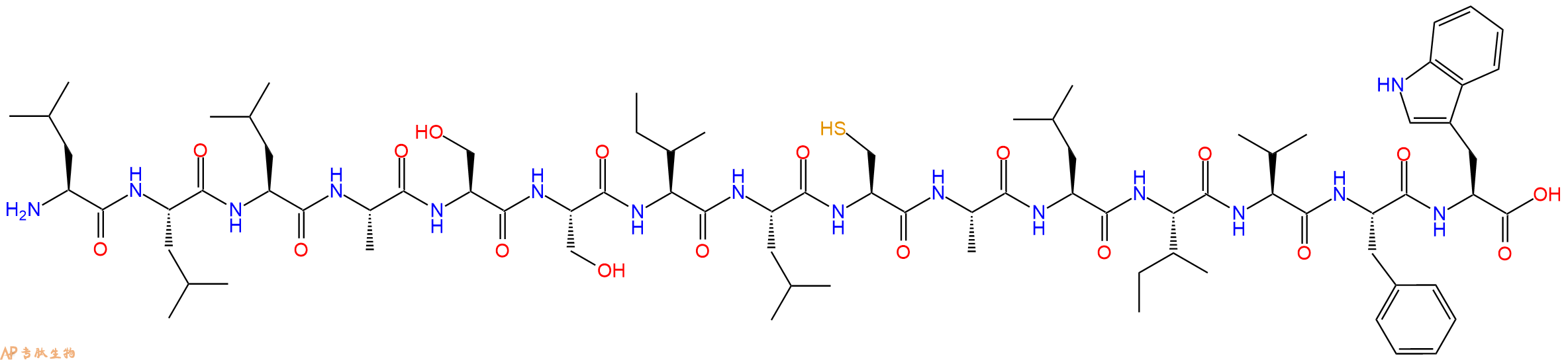专肽生物产品H2N-Leu-Leu-Leu-Ala-Ser-Ser-Ile-Leu-Cys-Ala-Leu-Ile-Val-Phe-Trp-OH