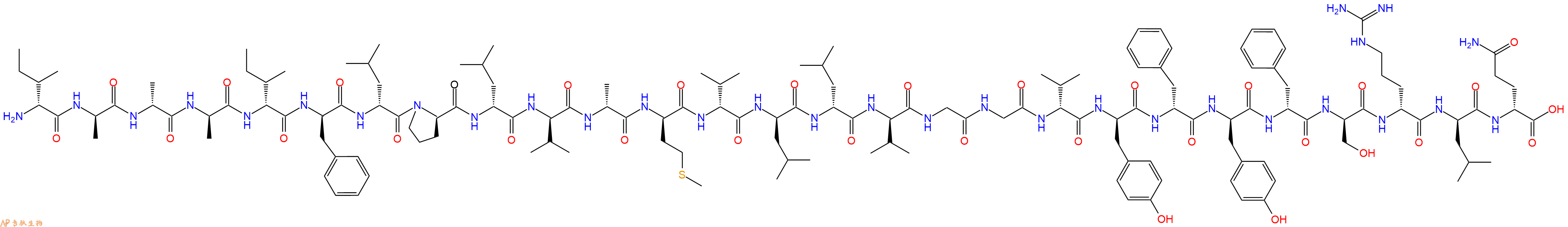 专肽生物产品H2N-DIle-DAla-DAla-DAla-DIle-DPhe-DLeu-DPro-DLeu-DVal-DAla-DMet-DVal-DLeu-DLeu-DVal-Gly-Gly-DVal-DTyr-DPhe-DTyr-DPhe-DSer-DArg-DLeu-DGln-OH