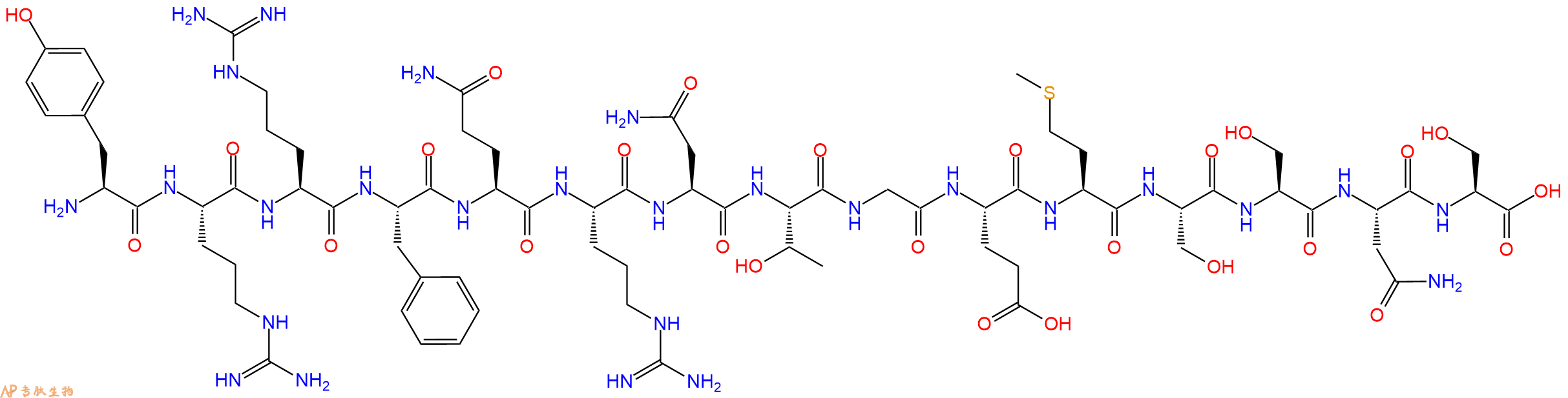 专肽生物产品H2N-Tyr-Arg-Arg-Phe-Gln-Arg-Asn-Thr-Gly-Glu-Met-Ser-Ser-Asn-Ser-OH