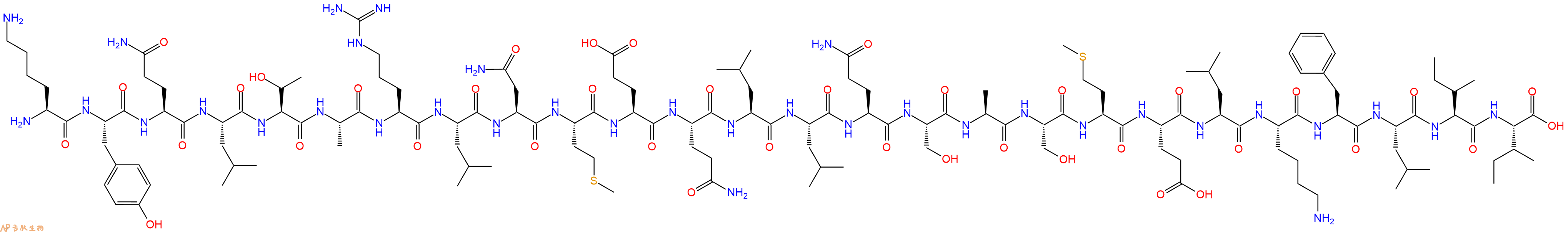 专肽生物产品H2N-Lys-Tyr-Gln-Leu-Thr-Ala-Arg-Leu-Asn-Met-Glu-Gln-Leu-Leu-Gln-Ser-Ala-Ser-Met-Glu-Leu-Lys-Phe-Leu-Ile-Ile-OH