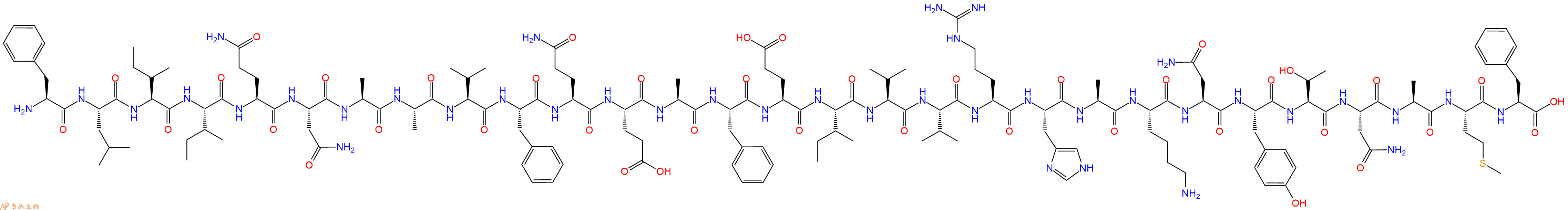 专肽生物产品H2N-Phe-Leu-Ile-Ile-Gln-Asn-Ala-Ala-Val-Phe-Gln-Glu-Ala-Phe-Glu-Ile-Val-Val-Arg-His-Ala-Lys-Asn-Tyr-Thr-Asn-Ala-Met-Phe-OH