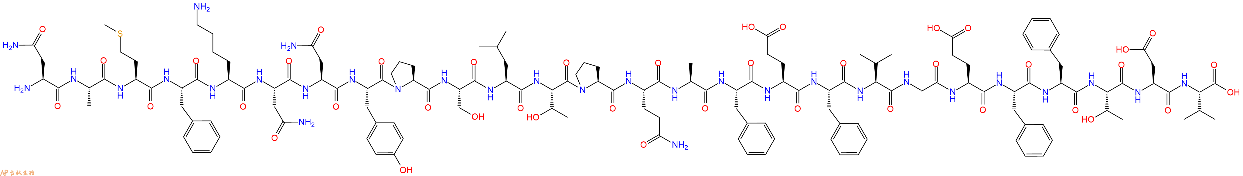 专肽生物产品H2N-Asn-Ala-Met-Phe-Lys-Asn-Asn-Tyr-Pro-Ser-Leu-Thr-Pro-Gln-Ala-Phe-Glu-Phe-Val-Gly-Glu-Phe-Phe-Thr-Asp-Val-OH