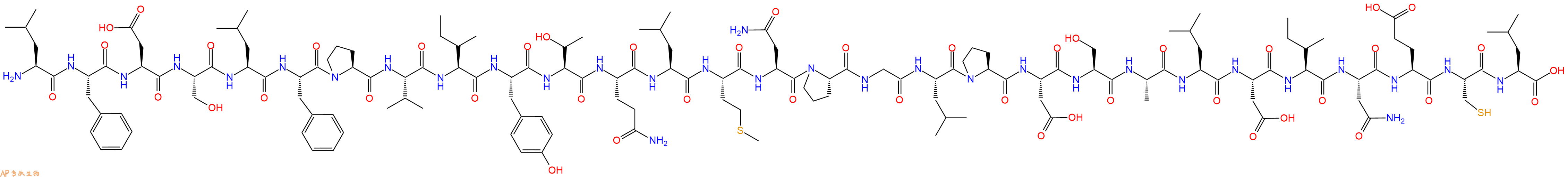 专肽生物产品H2N-Leu-Phe-Asp-Ser-Leu-Phe-Pro-Val-Ile-Tyr-Thr-Gln-Leu-Met-Asn-Pro-Gly-Leu-Pro-Asp-Ser-Ala-Leu-Asp-Ile-Asn-Glu-Cys-Leu-OH