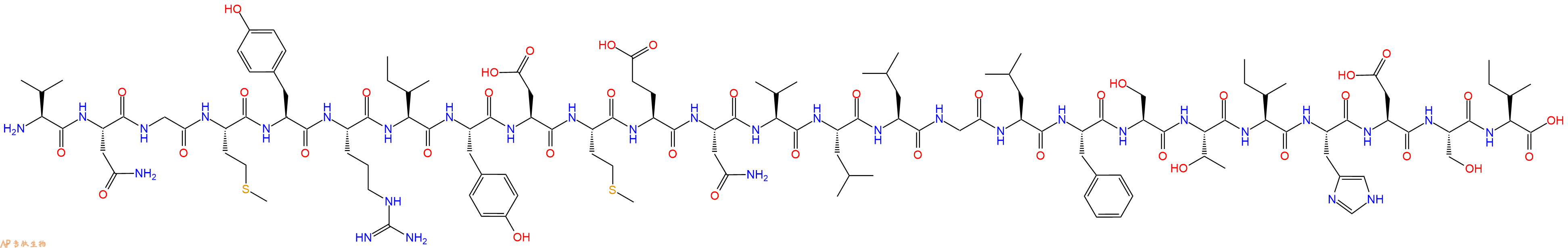 专肽生物产品H2N-Val-Asn-Gly-Met-Tyr-Arg-Ile-Tyr-Asp-Met-Glu-Asn-Val-Leu-Leu-Gly-Leu-Phe-Ser-Thr-Ile-His-Asp-Ser-Ile-OH