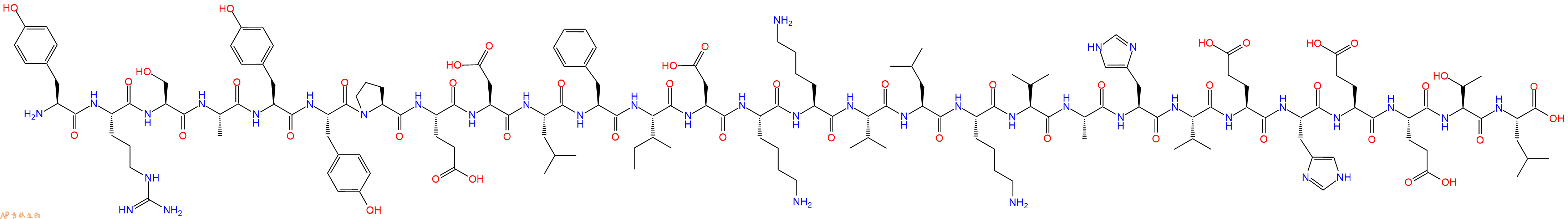专肽生物产品H2N-Tyr-Arg-Ser-Ala-Tyr-Tyr-Pro-Glu-Asp-Leu-Phe-Ile-Asp-Lys-Lys-Val-Leu-Lys-Val-Ala-His-Val-Glu-His-Glu-Glu-Thr-Leu-OH