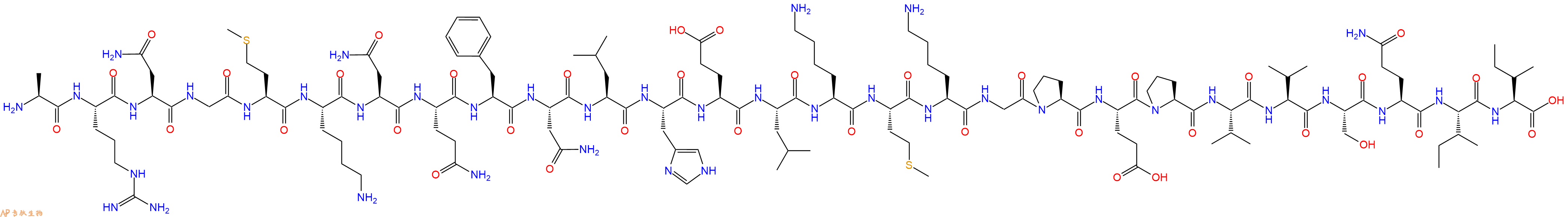 专肽生物产品H2N-Ala-Arg-Asn-Gly-Met-Lys-Asn-Gln-Phe-Asn-Leu-His-Glu-Leu-Lys-Met-Lys-Gly-Pro-Glu-Pro-Val-Val-Ser-Gln-Ile-Ile-OH