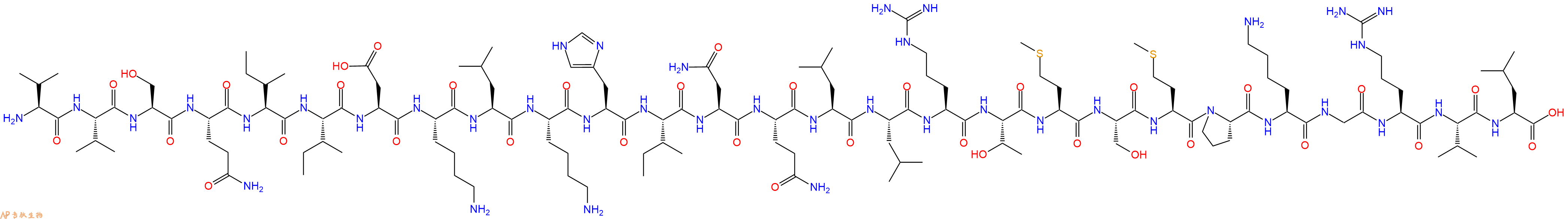 专肽生物产品H2N-Val-Val-Ser-Gln-Ile-Ile-Asp-Lys-Leu-Lys-His-Ile-Asn-Gln-Leu-Leu-Arg-Thr-Met-Ser-Met-Pro-Lys-Gly-Arg-Val-Leu-OH