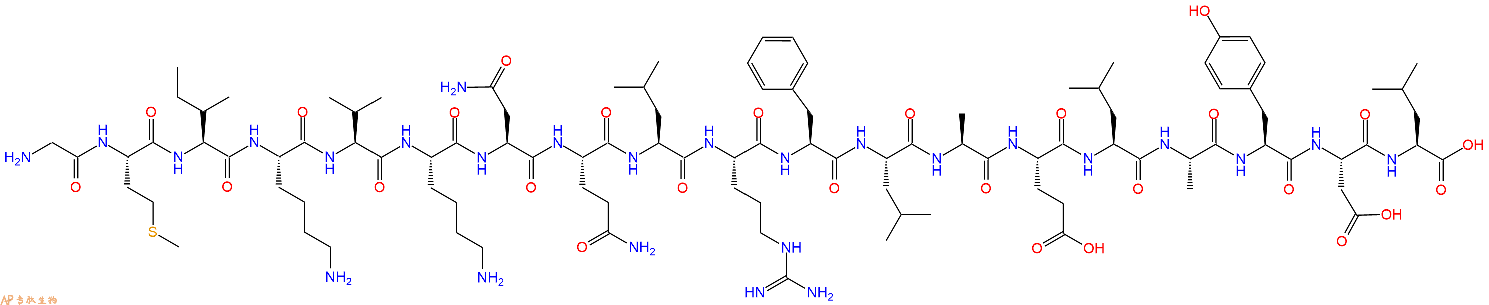 专肽生物产品H2N-Gly-Met-Ile-Lys-Val-Lys-Asn-Gln-Leu-Arg-Phe-Leu-Ala-Glu-Leu-Ala-Tyr-Asp-Leu-OH