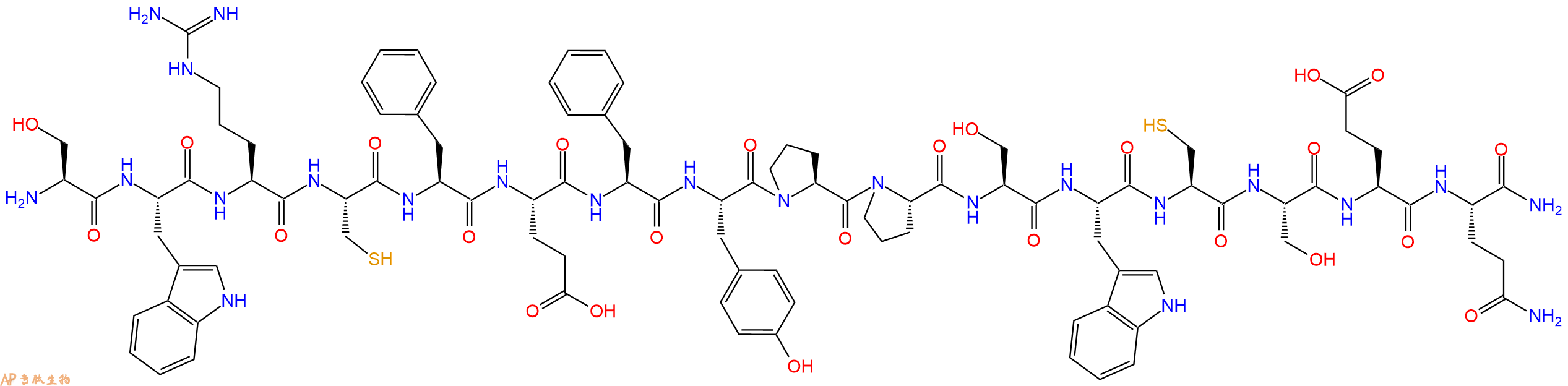 专肽生物产品H2N-Ser-Trp-Arg-Cys-Phe-Glu-Phe-Tyr-Pro-Pro-Ser-Trp-Cys-Ser-Glu-Gln-CONH2