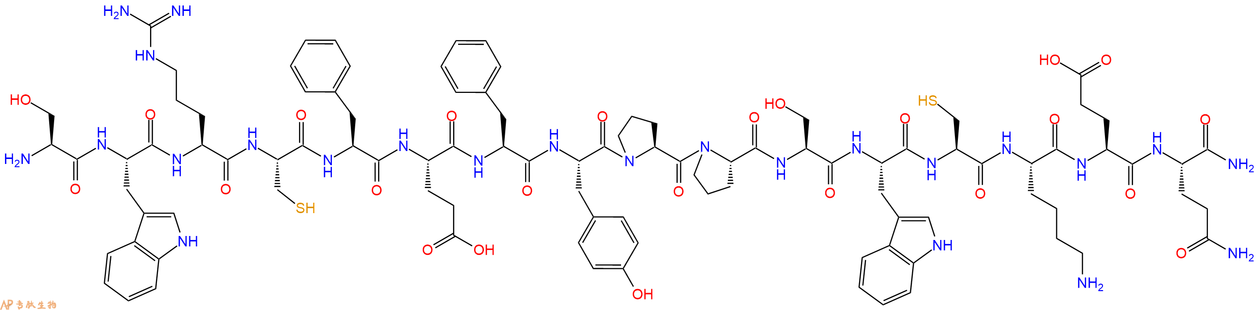 专肽生物产品H2N-Ser-Trp-Arg-Cys-Phe-Glu-Phe-Tyr-Pro-Pro-Ser-Trp-Cys-Lys-Glu-Gln-CONH2