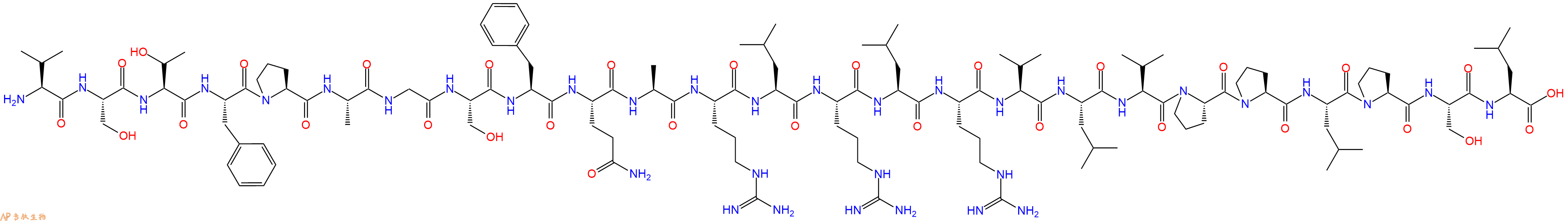 专肽生物产品H2N-Val-Ser-Thr-Phe-Pro-Ala-Gly-Ser-Phe-Gln-Ala-Arg-Leu-Arg-Leu-Arg-Val-Leu-Val-Pro-Pro-Leu-Pro-Ser-Leu-OH