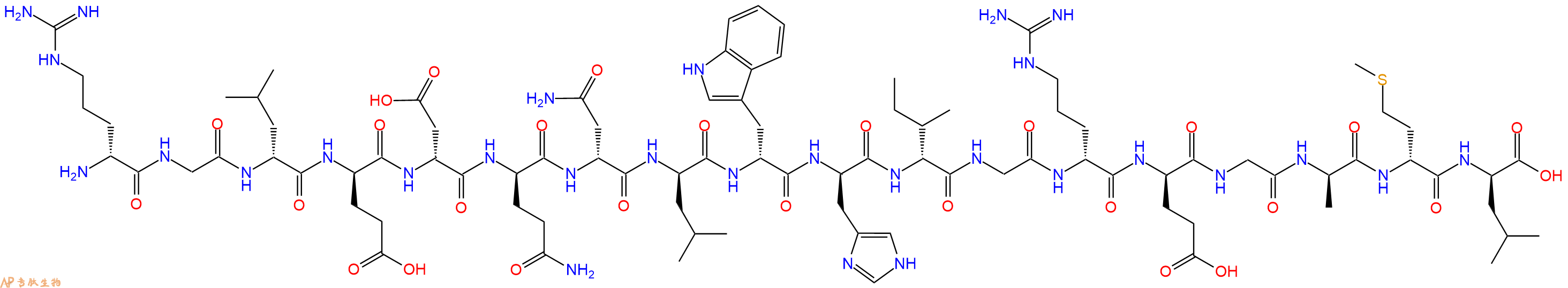 专肽生物产品H2N-DArg-Gly-DLeu-DGlu-DAsp-DGln-DAsn-DLeu-DTrp-DHis-DIle-Gly-DArg-DGlu-Gly-DAla-DMet-DLeu-OH