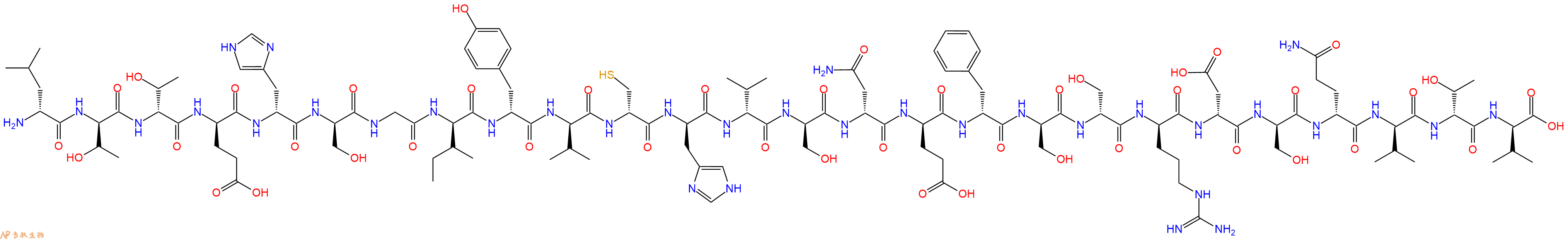 专肽生物产品H2N-DLeu-DThr-DThr-DGlu-DHis-DSer-Gly-DIle-DTyr-DVal-DCys-DHis-DVal-DSer-DAsn-DGlu-DPhe-DSer-DSer-DArg-DAsp-DSer-DGln-DVal-DThr-DVal-OH