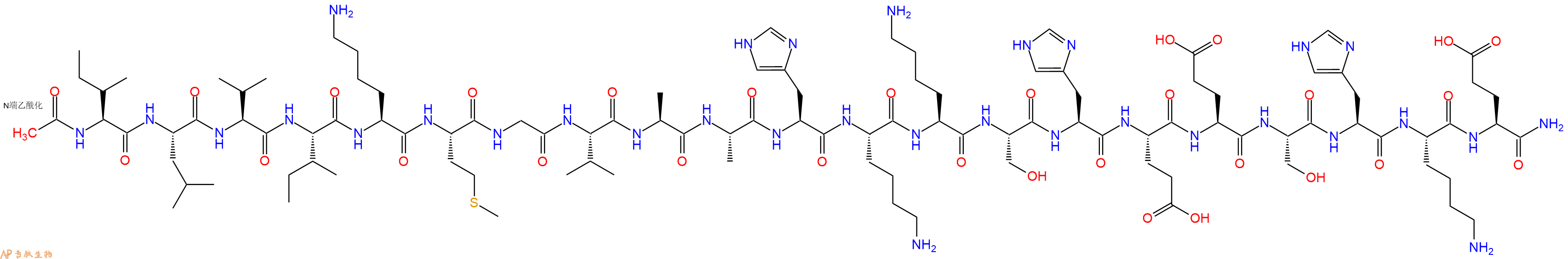 专肽生物产品Ac-Ile-Leu-Val-Ile-Lys-Met-Gly-Val-Ala-Ala-His-Lys-Lys-Ser-His-Glu-Glu-Ser-His-Lys-Glu-CONH2