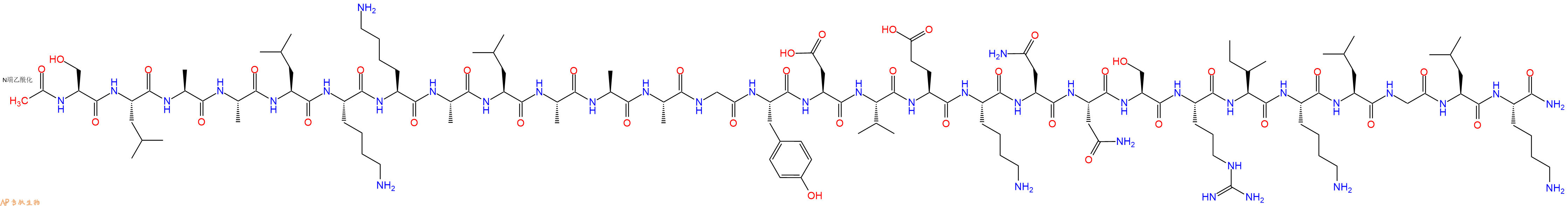 专肽生物产品Ac-Ser-Leu-Ala-Ala-Leu-Lys-Lys-Ala-Leu-Ala-Ala-Ala-Gly-Tyr-Asp-Val-Glu-Lys-Asn-Asn-Ser-Arg-Ile-Lys-Leu-Gly-Leu-Lys-CONH2