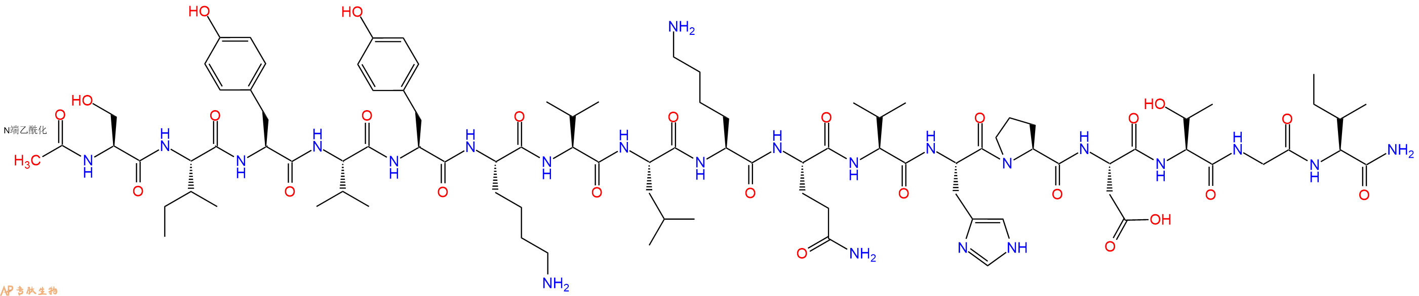 专肽生物产品Ac-Ser-Ile-Tyr-Val-Tyr-Lys-Val-Leu-Lys-Gln-Val-His-Pro-Asp-Thr-Gly-Ile-CONH2