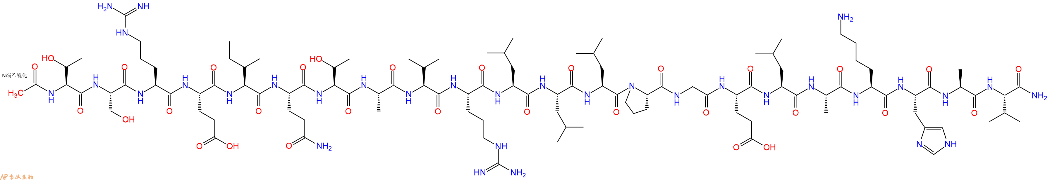 专肽生物产品Ac-Thr-Ser-Arg-Glu-Ile-Gln-Thr-Ala-Val-Arg-Leu-Leu-Leu-Pro-Gly-Glu-Leu-Ala-Lys-His-Ala-Val-CONH2